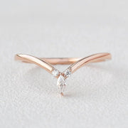 0.10CTW Round & Marquise Cut Curved Stacking Moissanite Wedding Band Mapple Gems